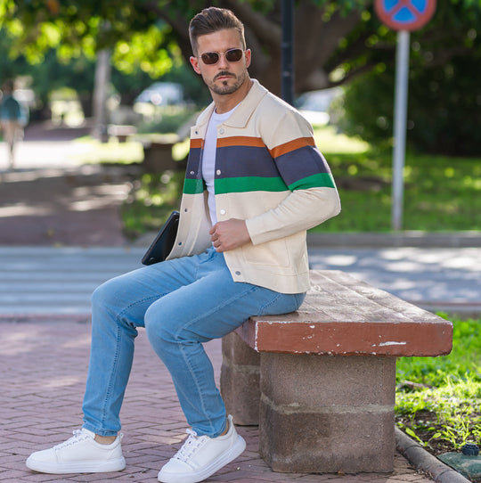 Button-Up Strickjacke Herren Cardigan Baumwolle Elegant