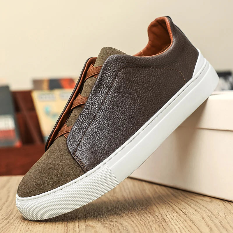 Leder Wildleder Sneaker Herren Slip-On Komfort Casual