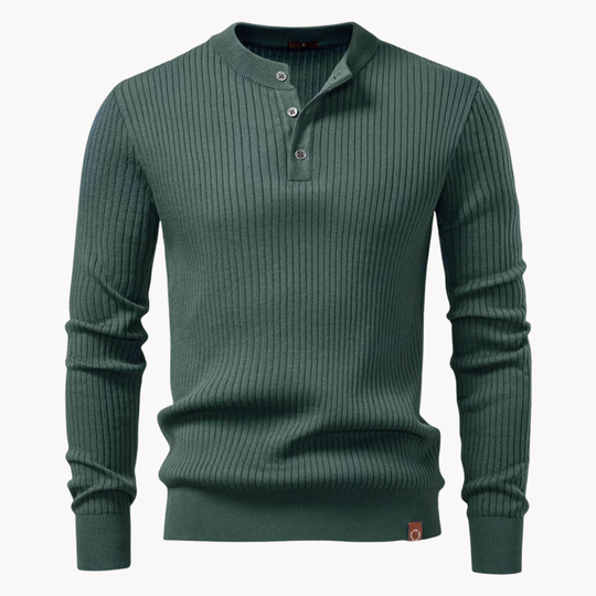 Geripptes Henley Shirt Herren Langarm Strick Casual