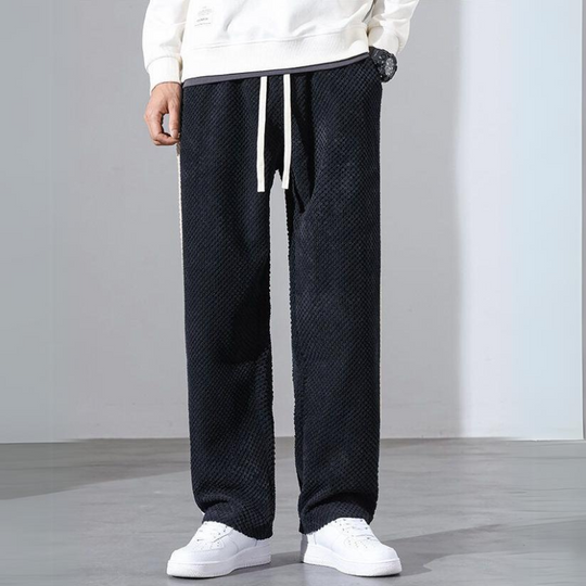 Waffelcord Jogger Herren Seitenstreifen Locker Weich