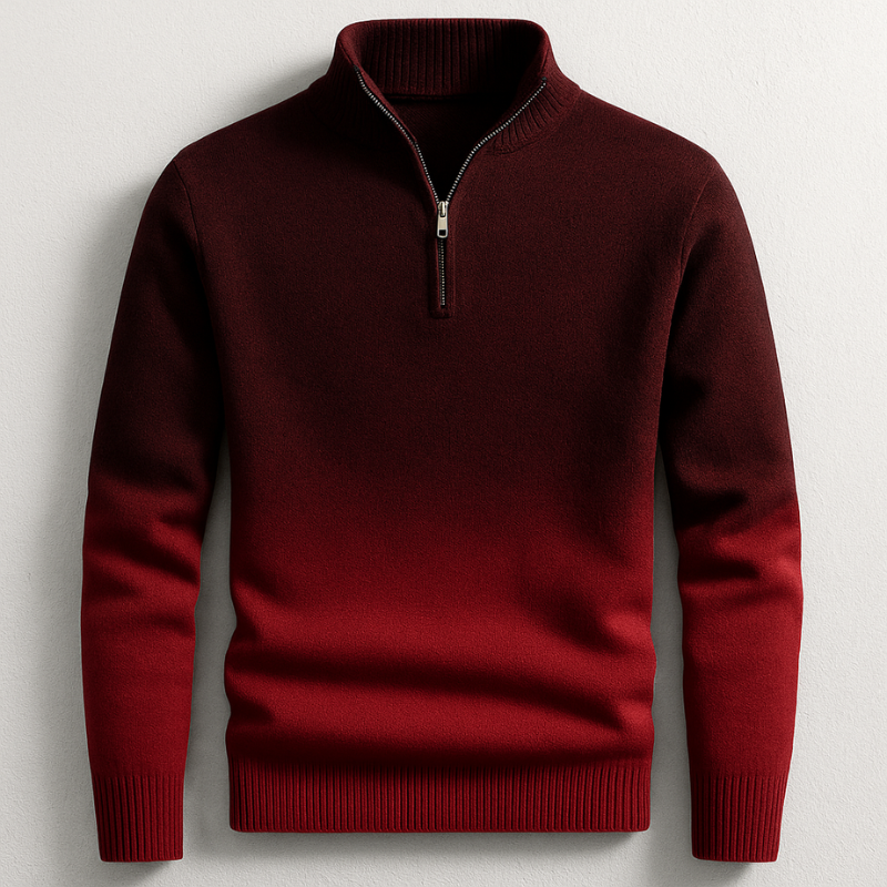 Farbverlauf Pullover Herren Halbzip Weicher Strick