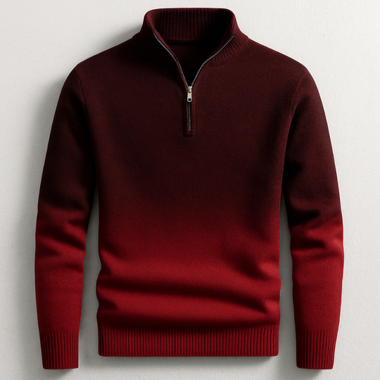 Farbverlauf Pullover Herren Halbzip Weicher Strick