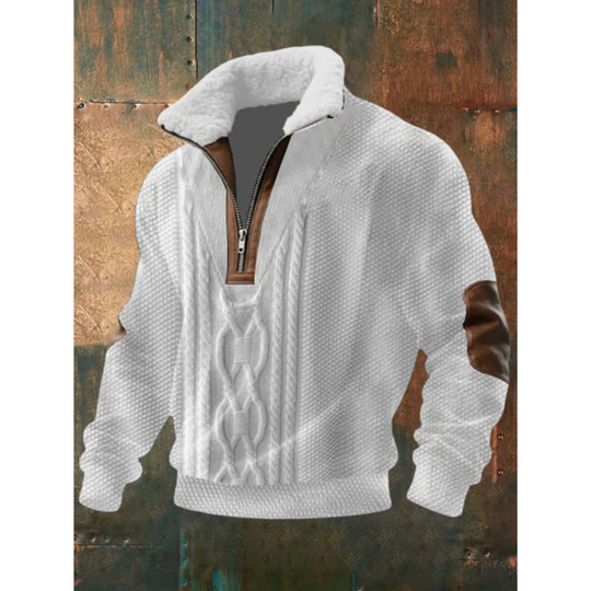 Fleece Stehkragen Pullover Herren Warm Strick Winter