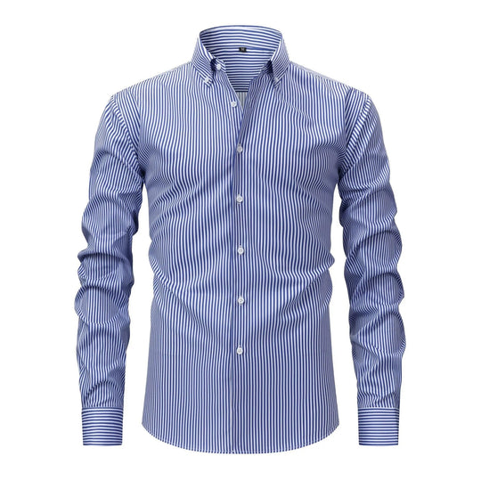 Gestreiftes Stretch Hemd Herren Langarm Smart Casual