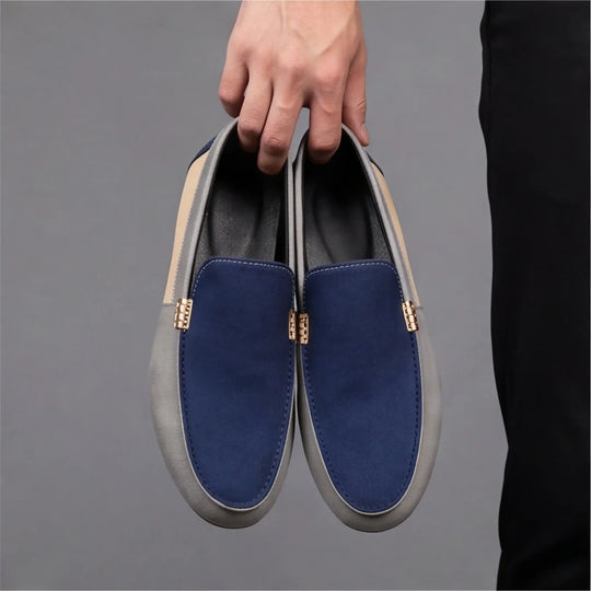 Lässige Patchwork Canvas Loafer Herren Slip-On Schuhe