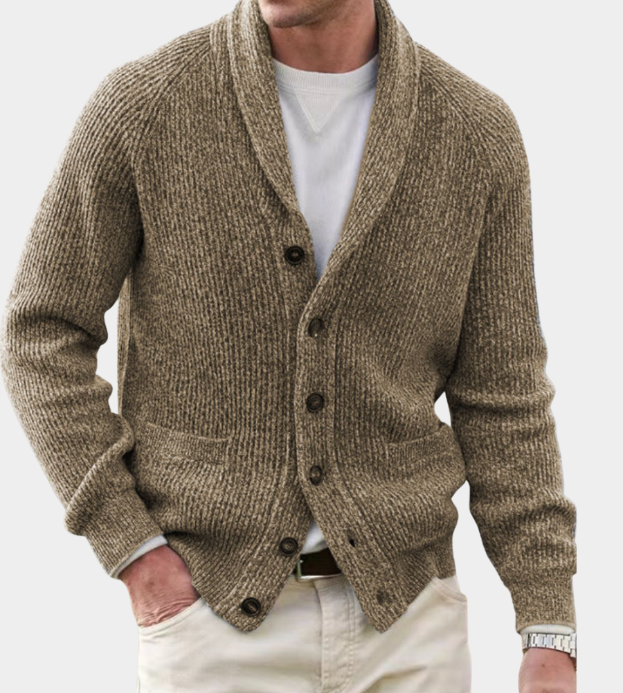 Schalkragen Cardigan Herren Strickjacke Klassisch Warm