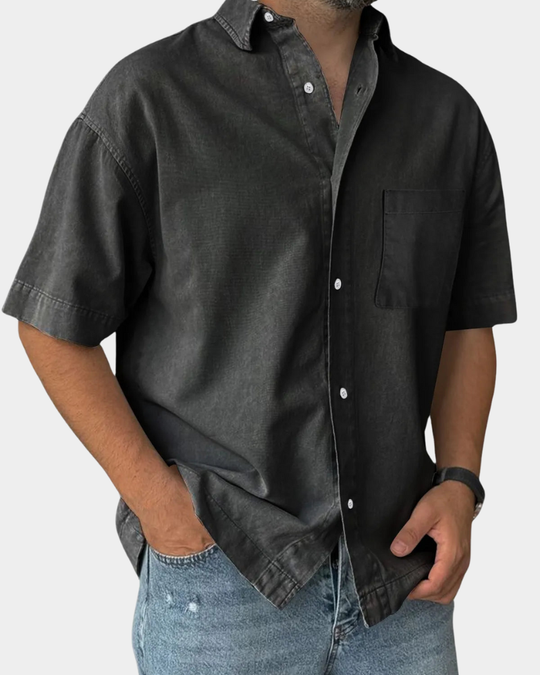 Lässiges Freizeithemd Herren Kurzarm Sommer Casual Hemd