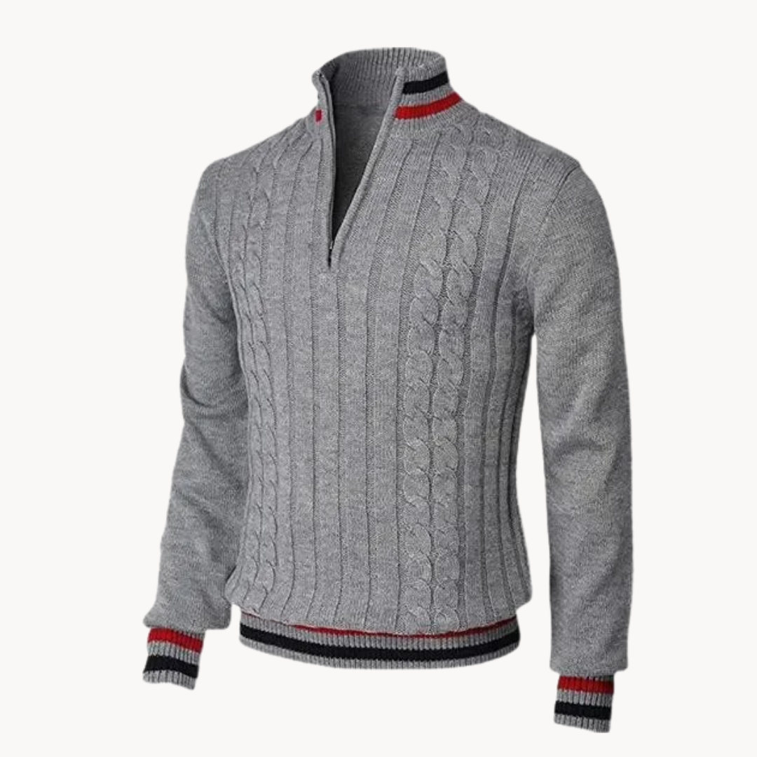 Zopfstrick Troyer Quarter-Zip Pullover Herren Strick