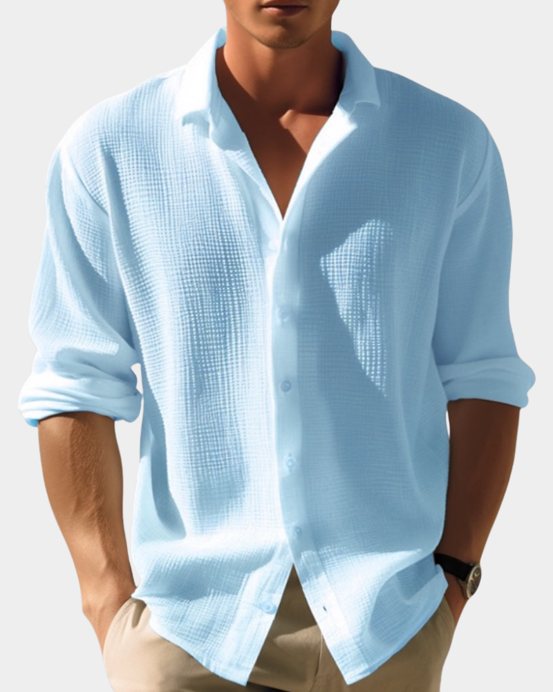 Lässiges Langarm Sommerhemd Herren Relaxed Fit Casual