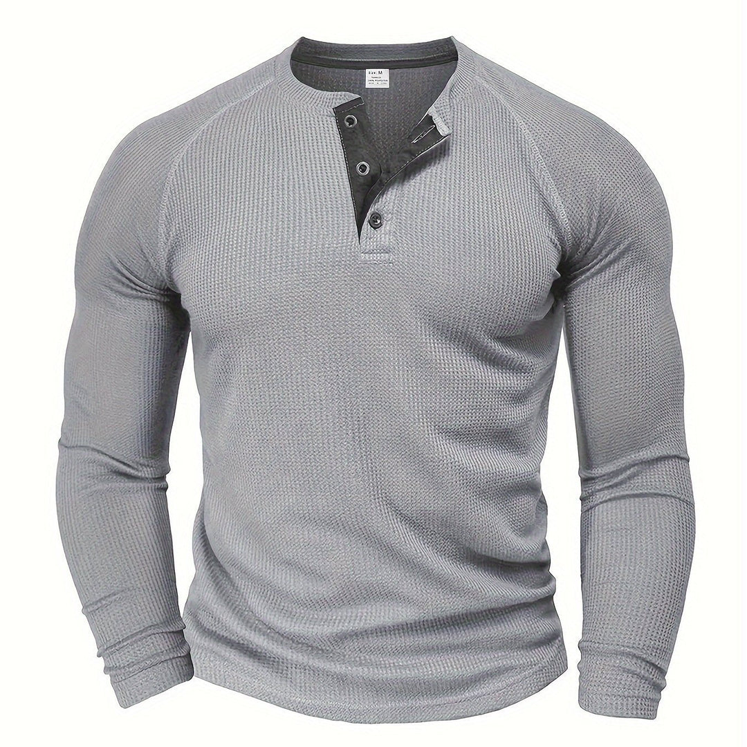 Strukturiertes Henley T-Shirt Herren Kurzarm Basic