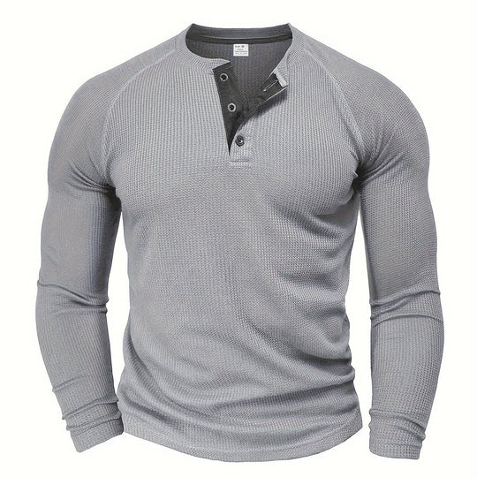 Strukturiertes Henley T-Shirt Herren Kurzarm Basic