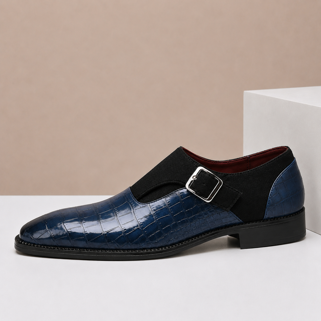Monkstrap Schuhe Herren Leder Kroko-Prägung Business