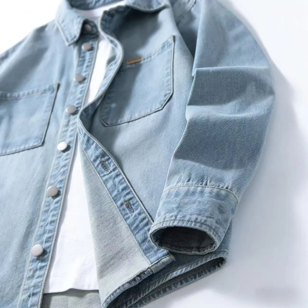 Denim Overshirt Herren Hemdjacke Washed Workwear Jacke