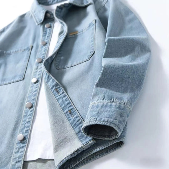 Denim Overshirt Herren Hemdjacke Washed Workwear Jacke