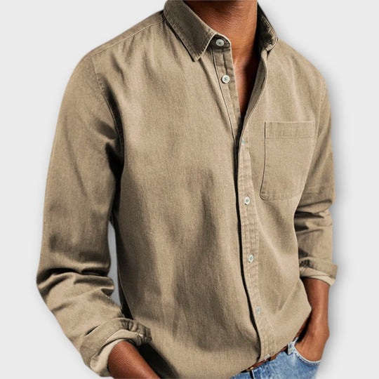 Handwerkliches Hemd Herren Elegant Baumwolle Casual