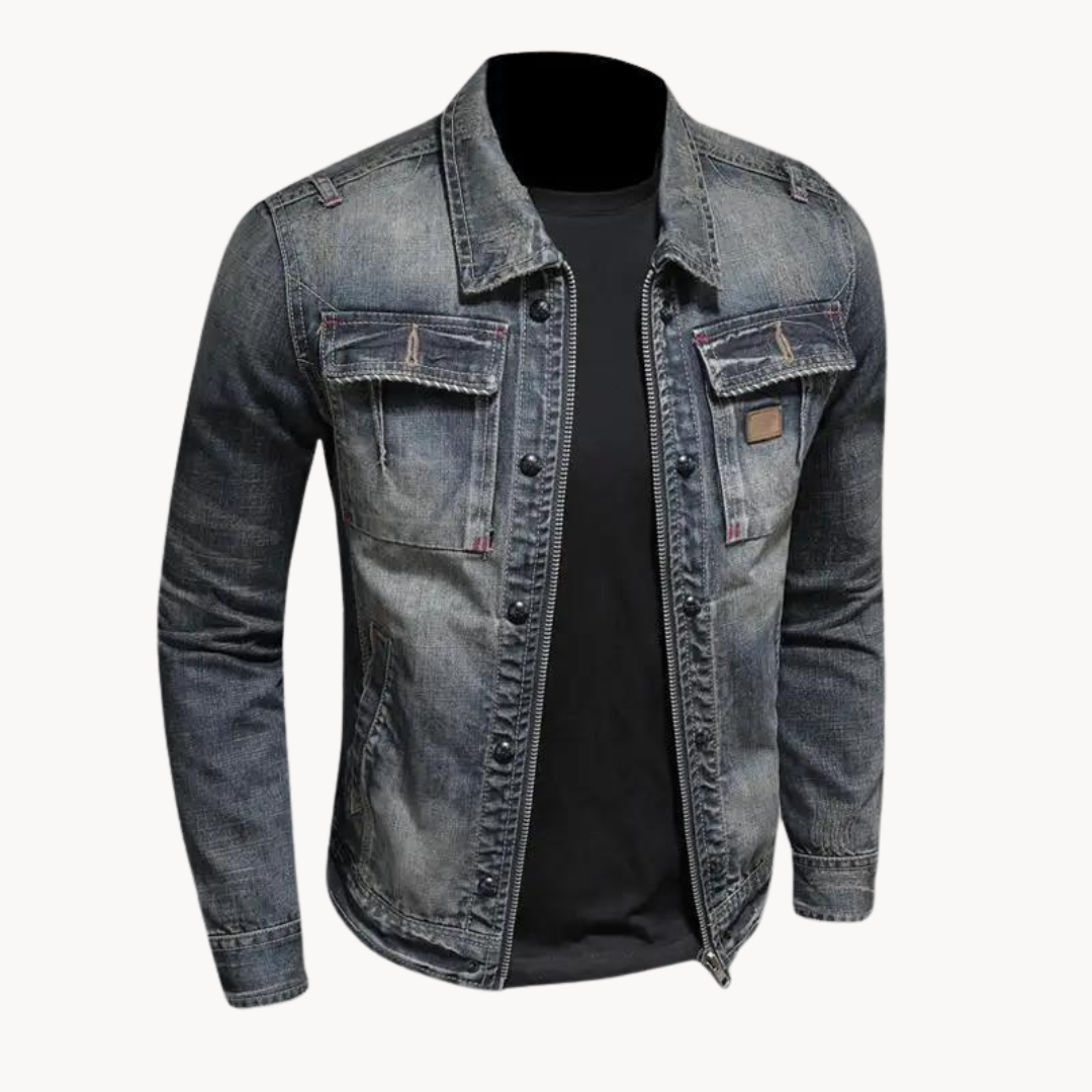 Denim Jacke Herren Jeansjacke Casual Vintage Übergang