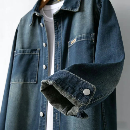 Denim Overshirt Herren Hemdjacke Washed Workwear Jacke