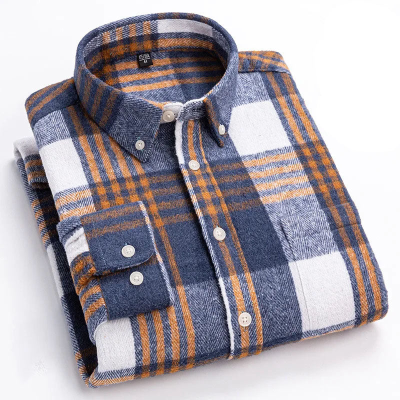 Baumwoll Flanellhemd Herren Langarm Warm Casual Winter