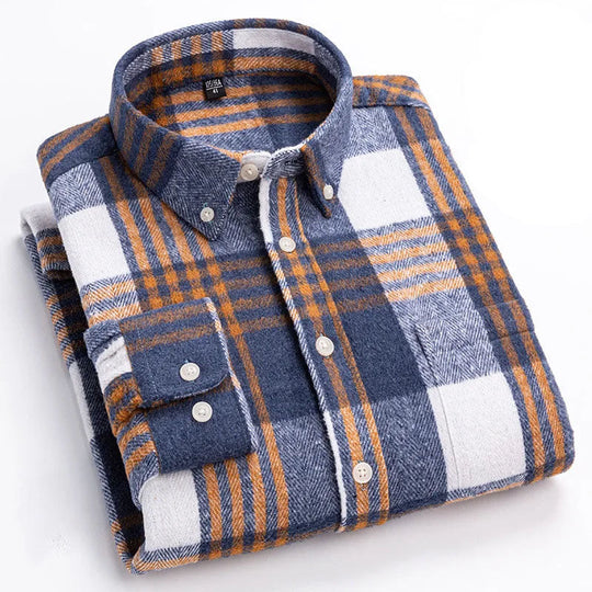 Baumwoll Flanellhemd Herren Langarm Warm Casual Winter