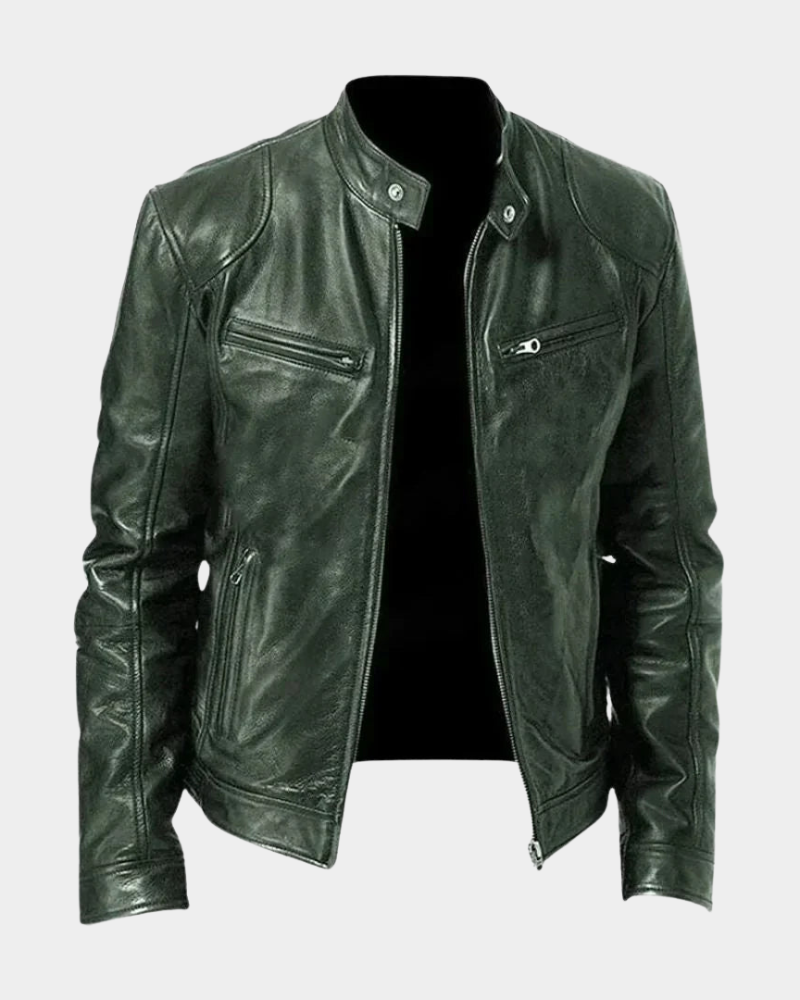 Klassische Rider Lederjacke Herren Bikerjacke Slim Fit