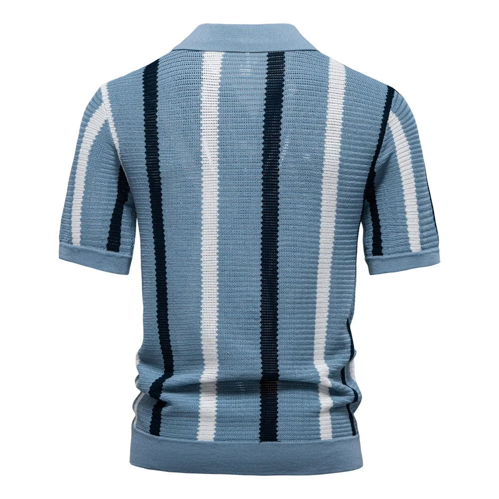 Klassisches Strick Poloshirt Herren Kurzarm Casual Polo