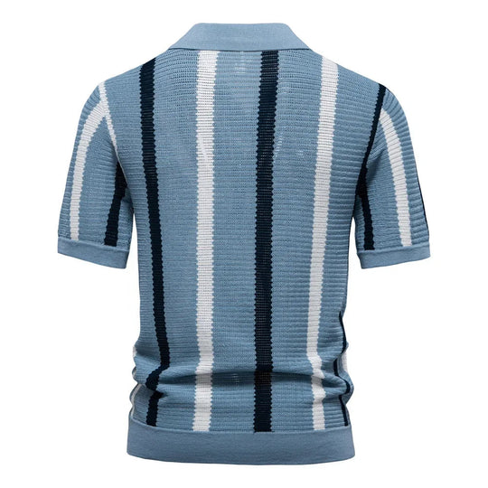 Klassisches Strick Poloshirt Herren Kurzarm Casual Polo
