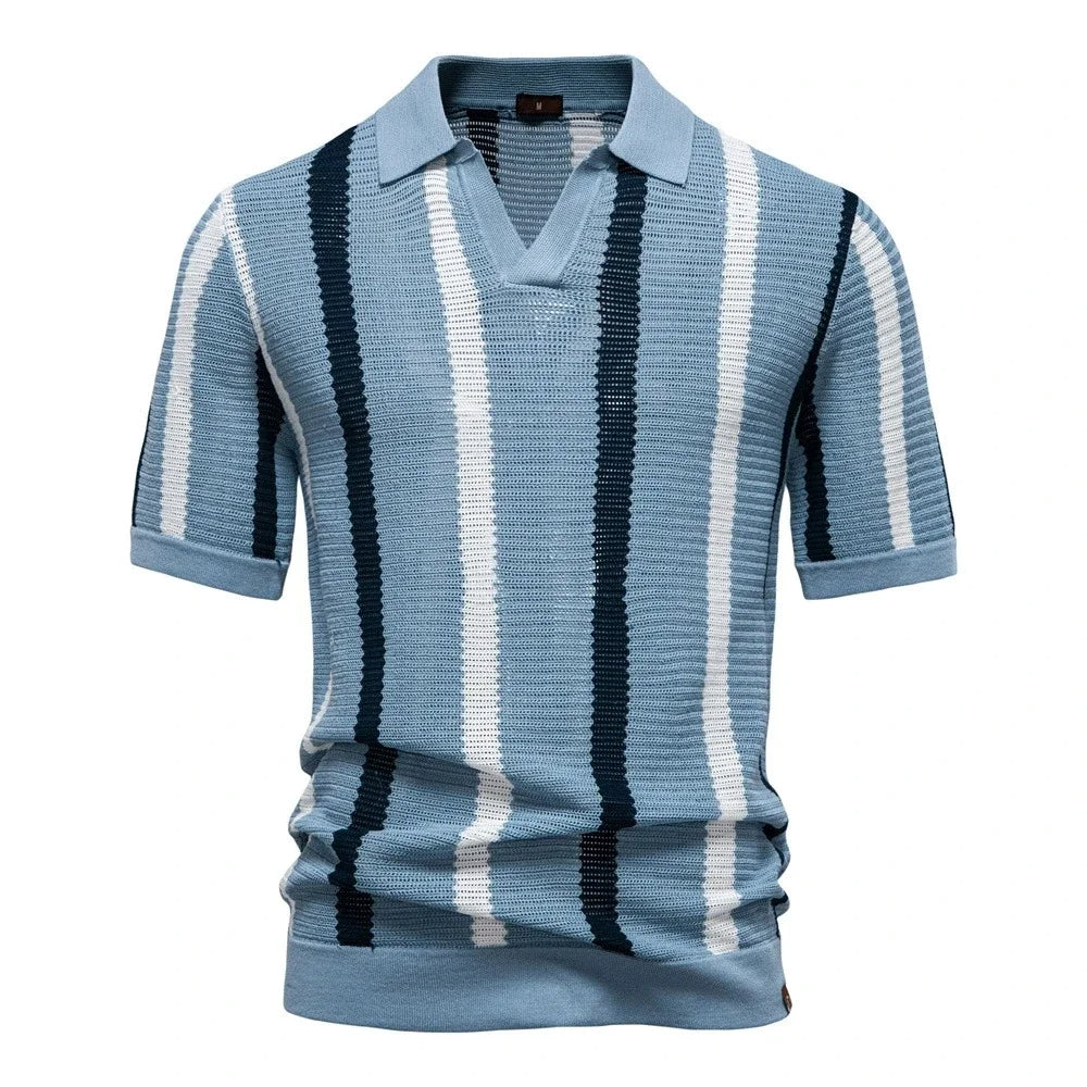 Klassisches Strick Poloshirt Herren Kurzarm Casual Polo