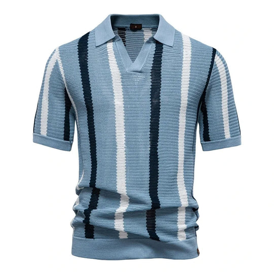 Klassisches Strick Poloshirt Herren Kurzarm Casual Polo