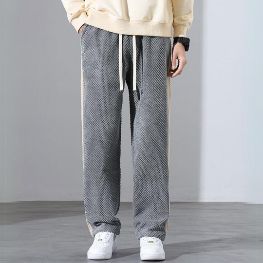 Waffelcord Jogger Herren Seitenstreifen Locker Weich