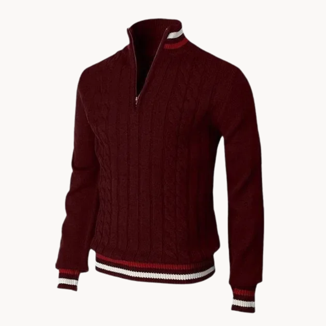 Zopfstrick Troyer Quarter-Zip Pullover Herren Strick