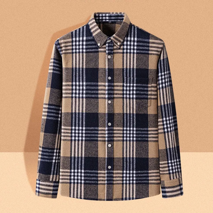 Baumwoll Flanellhemd Herren Langarm Warm Casual Winter