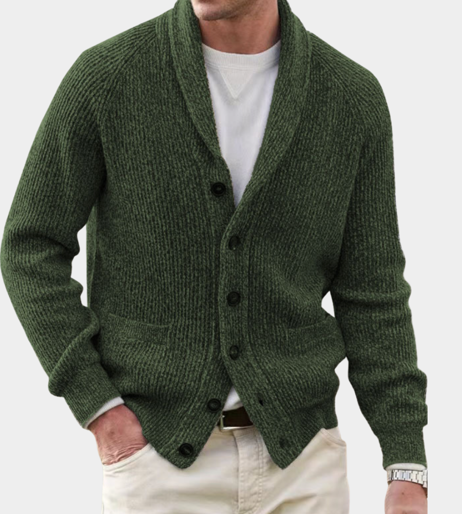 Schalkragen Cardigan Herren Strickjacke Klassisch Warm