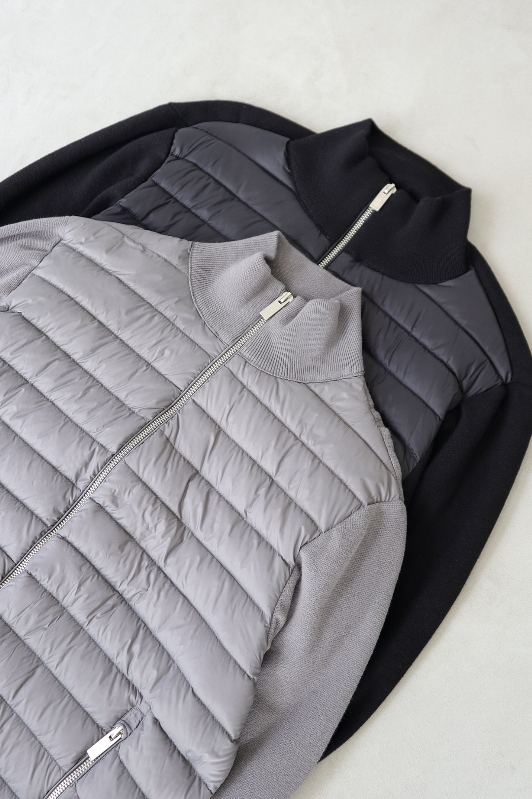 Hybrid Jacke Herren Gesteppt Strickärmel Leicht Tailliert