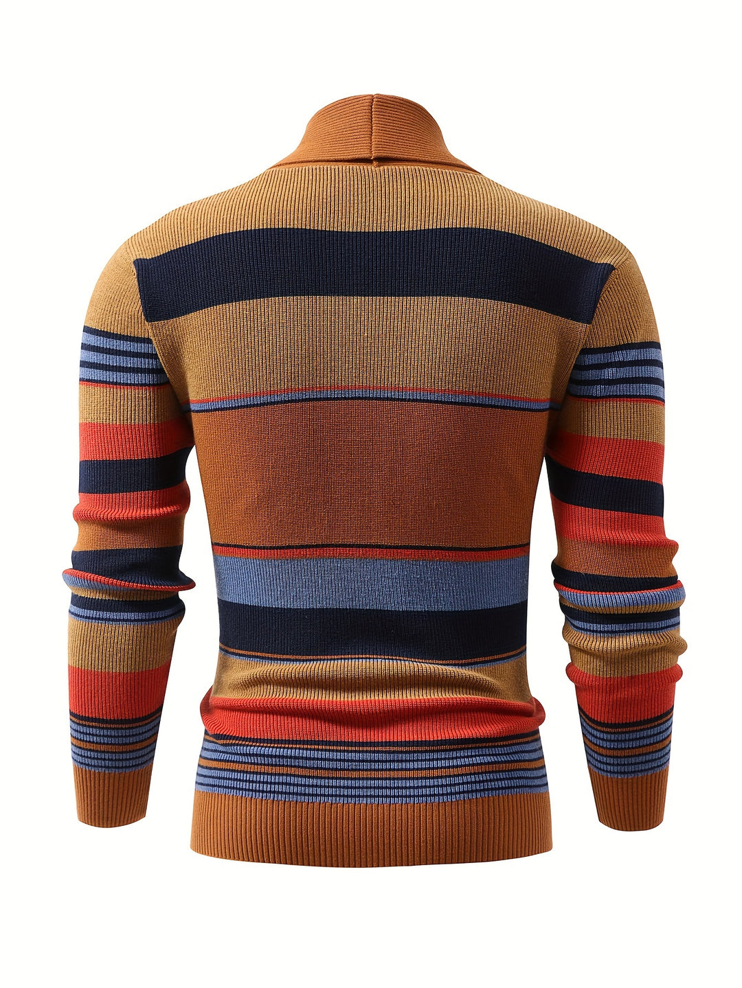 Kontrast Strickpullover Herren Langarm Streifen Weit