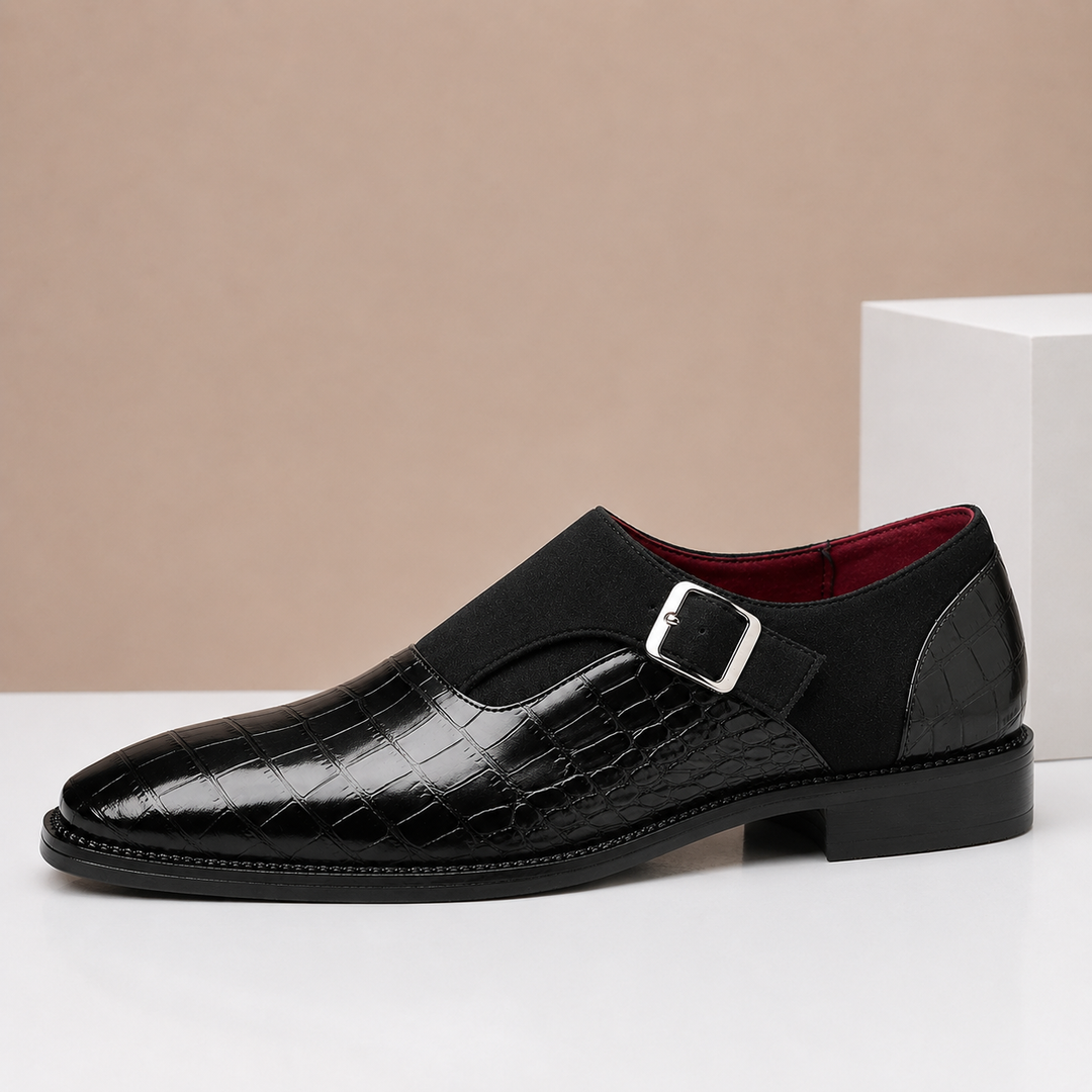 Monkstrap Schuhe Herren Leder Kroko-Prägung Business