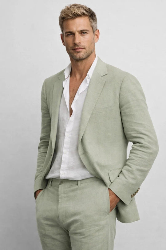 Tailliert Zweiteiler Anzug Herren Blazer Business Set