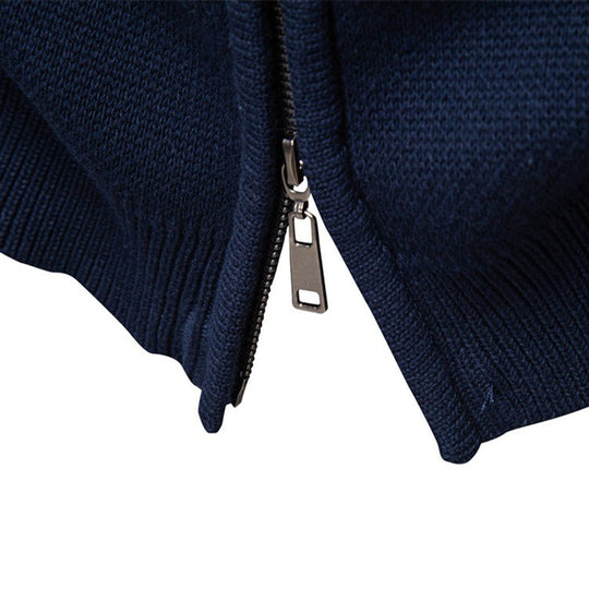 Nordisches Muster Zip Pullover Herren Stehkragen Strick
