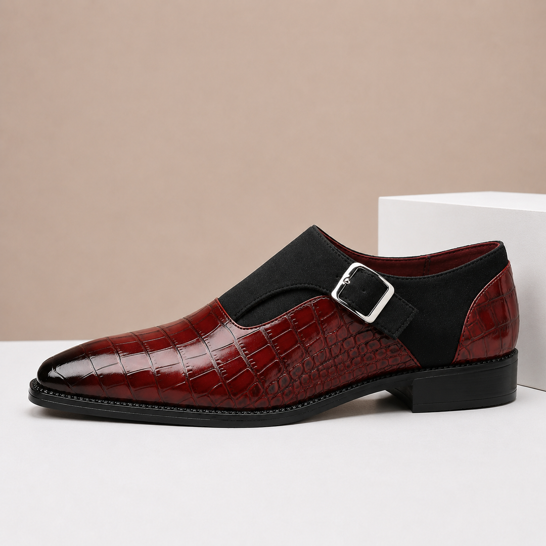 Monkstrap Schuhe Herren Leder Kroko-Prägung Business