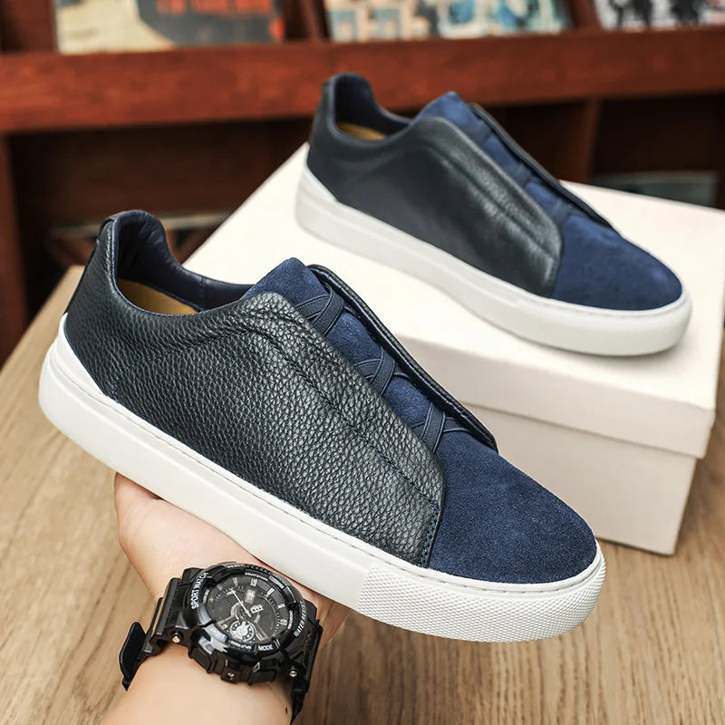 Leder Wildleder Sneaker Herren Slip-On Komfort Casual
