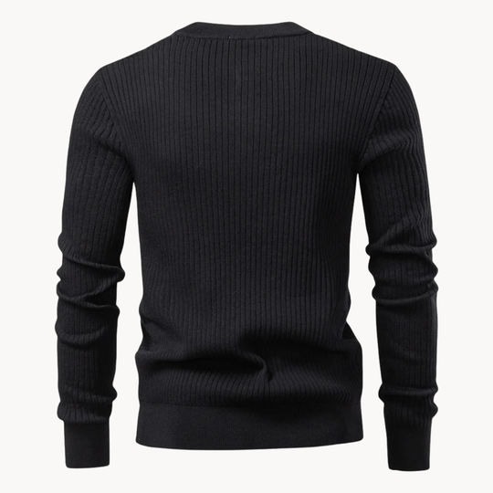 Geripptes Henley Shirt Herren Langarm Strick Casual