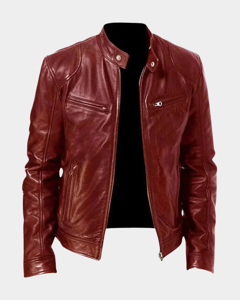 Klassische Rider Lederjacke Herren Bikerjacke Slim Fit