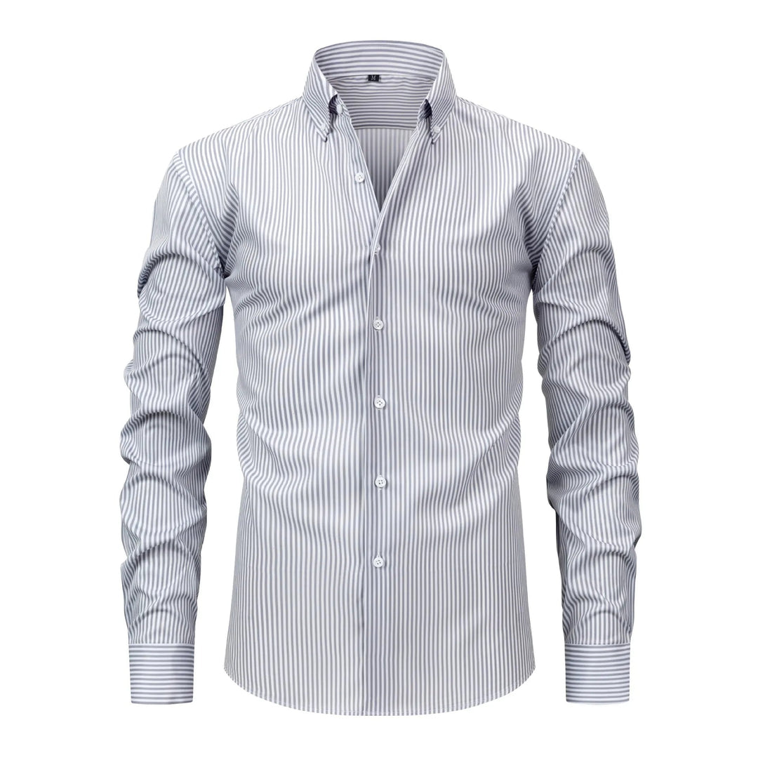 Gestreiftes Stretch Hemd Herren Langarm Smart Casual