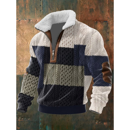 Fleece Stehkragen Pullover Herren Warm Strick Winter