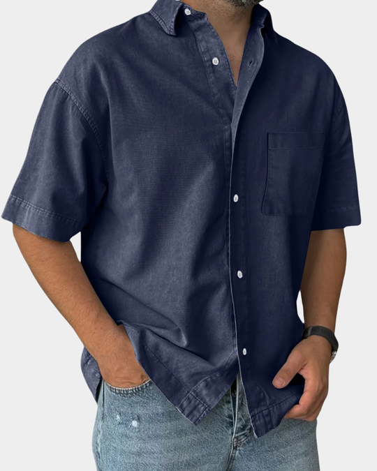 Lässiges Freizeithemd Herren Kurzarm Sommer Casual Hemd