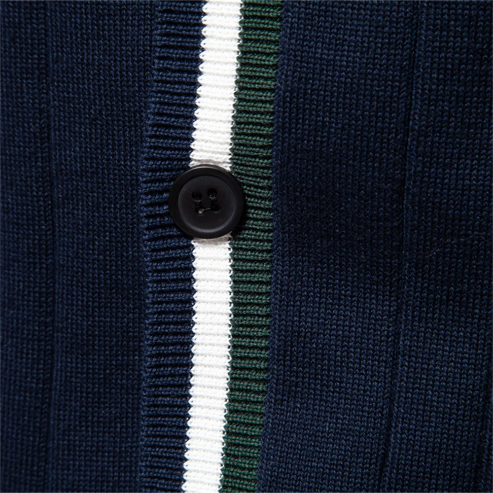 V-Ausschnitt Strick Cardigan Herren Baumwolle Preppy