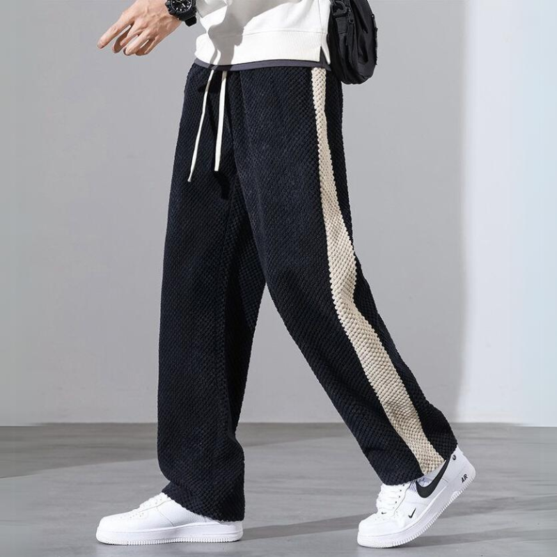Waffelcord Jogger Herren Seitenstreifen Locker Weich