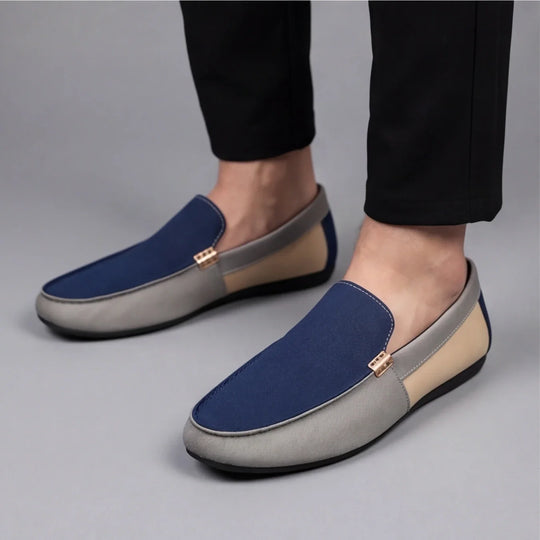 Lässige Patchwork Canvas Loafer Herren Slip-On Schuhe