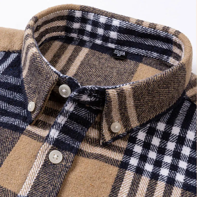 Baumwoll Flanellhemd Herren Langarm Warm Casual Winter