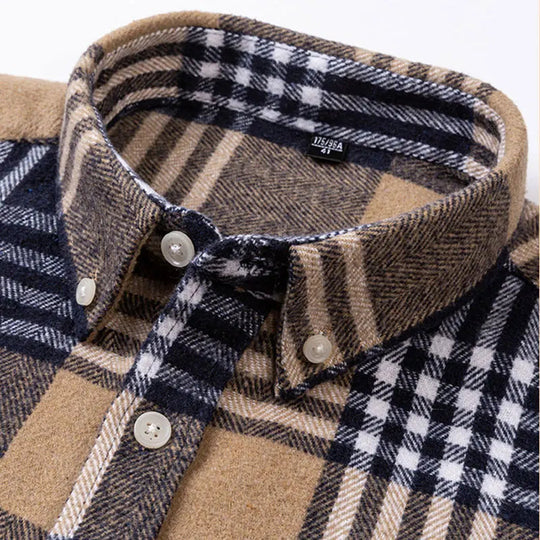 Baumwoll Flanellhemd Herren Langarm Warm Casual Winter