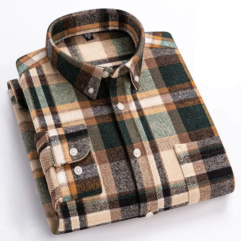 Baumwoll Flanellhemd Herren Langarm Warm Casual Winter